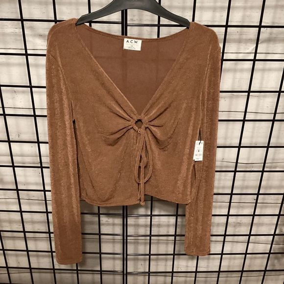 A.C.W Tie Front Crop Top B259 - Picture 1 of 3